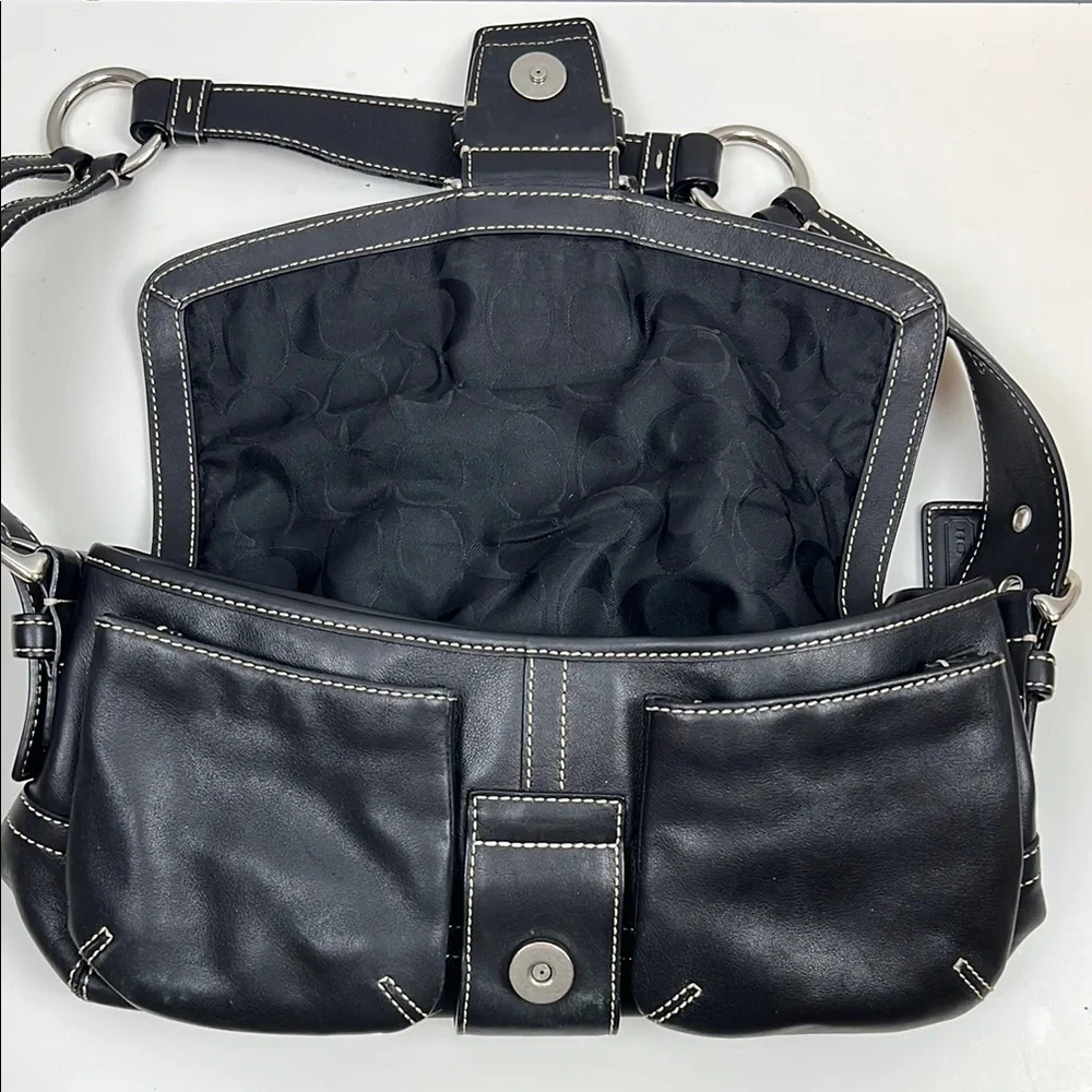 Coach Y2K Soho Buttery Soft Double Pocket Buckle Hobo Shoulder Bag Black 3653 - Picture 9 of 15